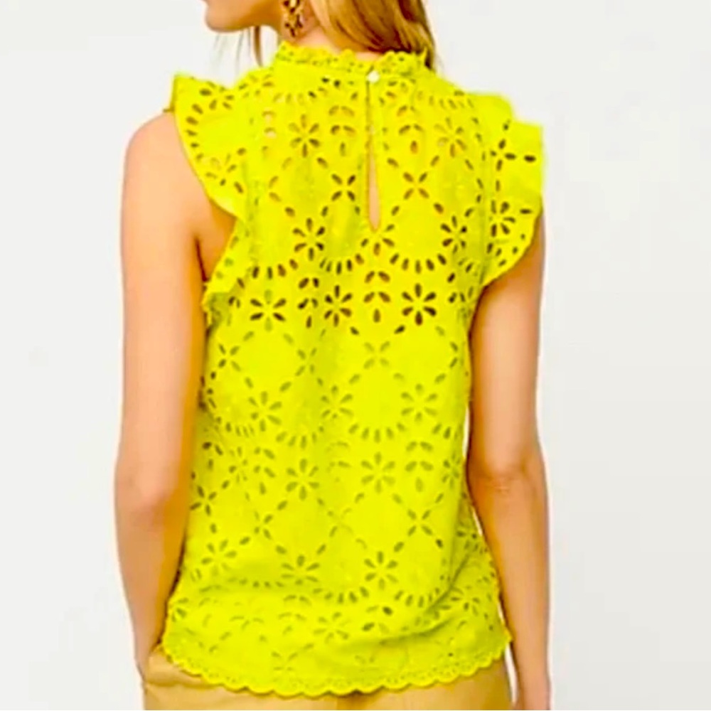 J. Crew eyelet top with flutter sleeves and matching cami underneath.